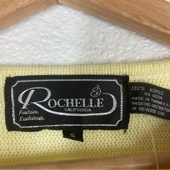 Vintage 80s Rochelle California Cottagecore Short Sleeve Sweater Small Yellow - Picture 13 of 14